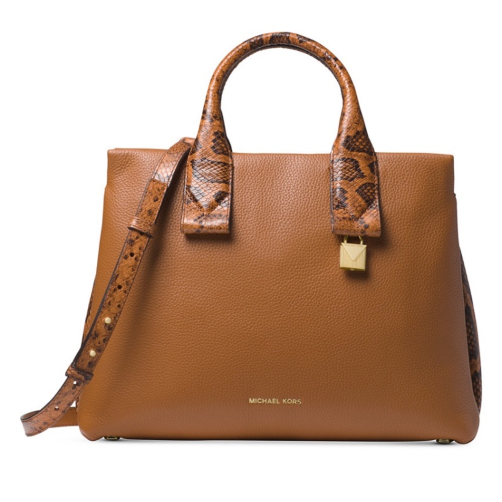 Michael Kors Rollins Lg Python-Embossed Satchel - image 1